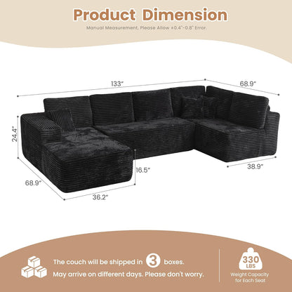 HOOOWOOO Cloud Sectional Couches for Living Room,Modular Sectional Sofa No Assembly,133X70 Inch