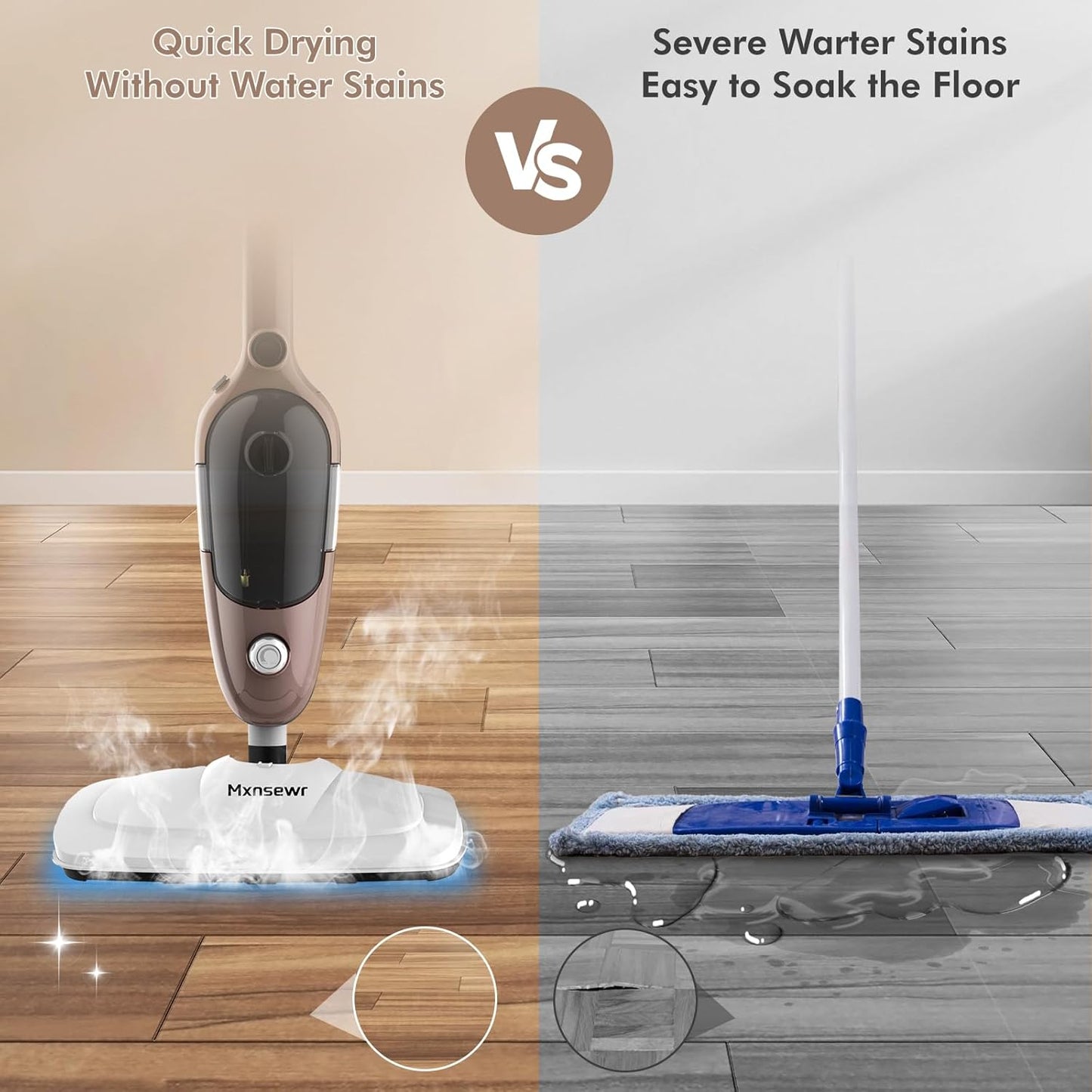 Steam Mop - All-in-one Powerful Handheld Steam Cleaner Detachable Floor Steamer with 11