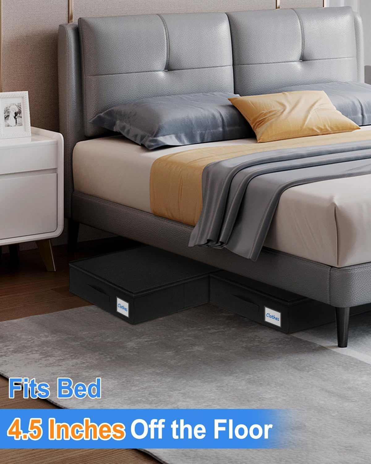 Under Bed Storage Containers, Low Profile Underbed Storage Bin 4.5 Inches Tall Clothes Storage