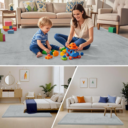 ACOMOPACK Baby Play Mat for Floor,1.3" Thick Memory Foam Area Rug for Living Room,Soft Velvet