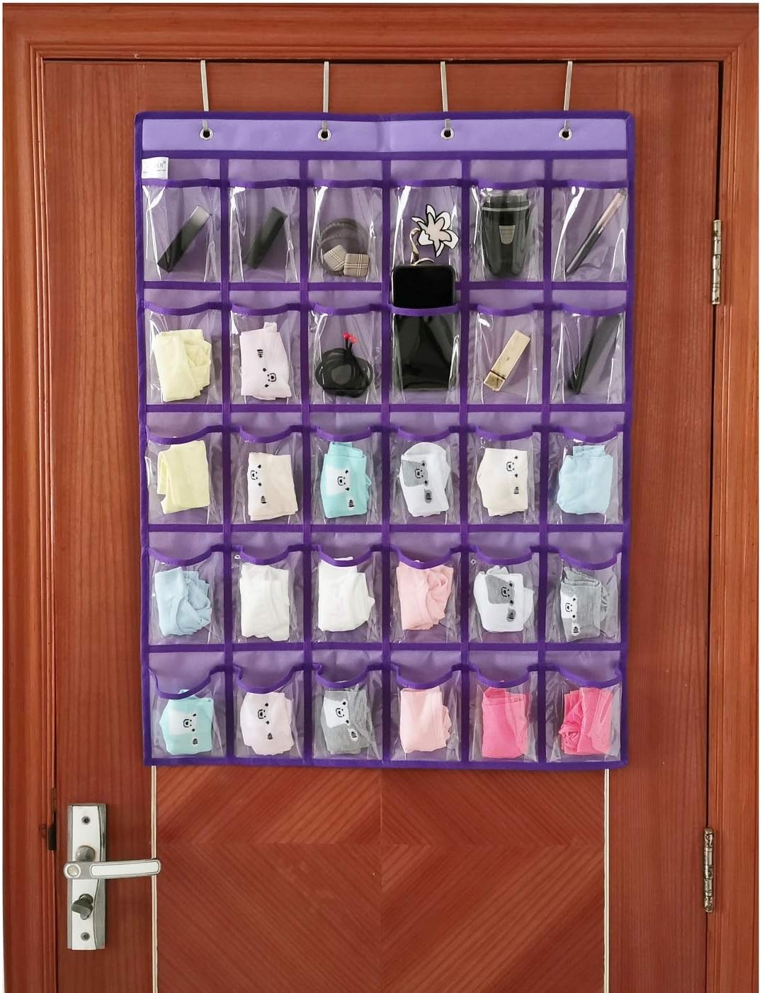 Classroom Pocket Chart for Phone Calculator Holder Over The Door Hanging Closet Jewelry Organizer