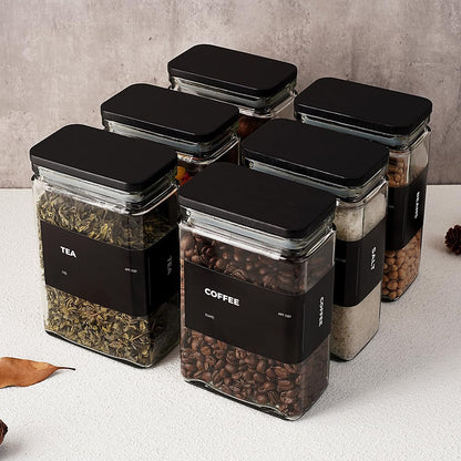 27 oz Glass Storage Jars with Bamboo Lid, set of 6, glass canisters with airtight lids, Clear jars