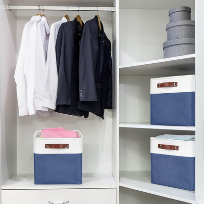 Collapsible Fabric Storage Cubes 11x11 Cube Storage Bins, 4 Pack Closet Baskets Box with Handles