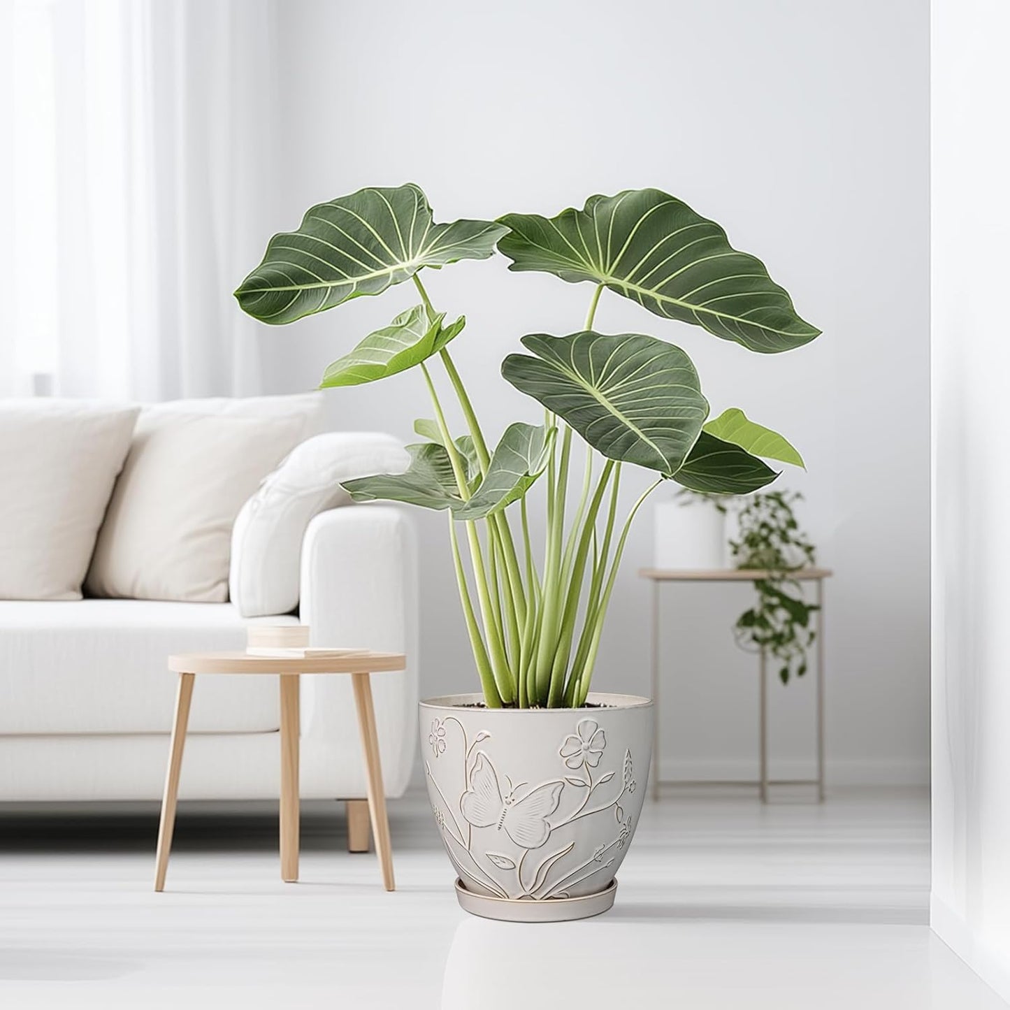 10 Inch Plant Pot Ceramic Planter Pot with Drainage Hole and Saucer Round Planter Large Flower Pot
