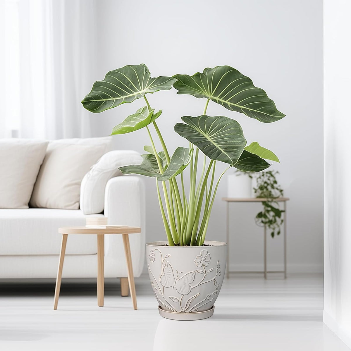 10 Inch Plant Pot Ceramic Planter Pot with Drainage Hole and Saucer Round Planter Large Flower Pot