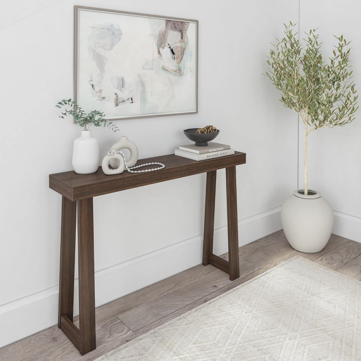 Plank+Beam Solid Wood Console Table, 46.25 Inch, Sofa Table, Narrow Entryway Table for Hallway