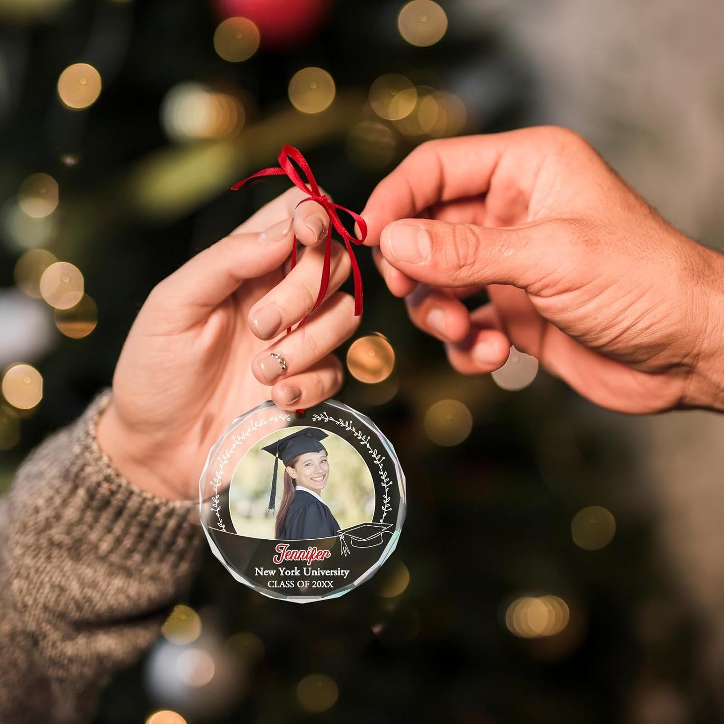 Personalized Graduate Glass Christmas Ornament 2025, Picture Graduation Ornament Gift for Congrats