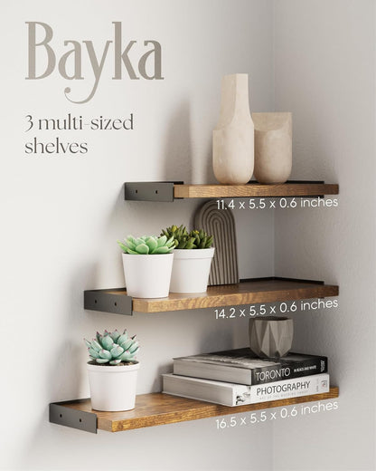 BAYKA Wall Shelves for Bedroom Decor, Floating Wall Shelves for Living Room Kitchen Storage, Wall