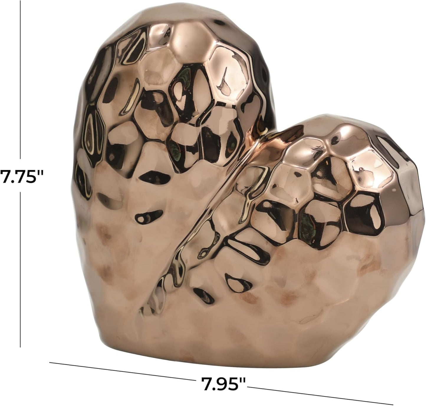 Deco 79 Ceramic Heart Decorative Sculpture Dimensional Angled Origami Inspired Home Decor Statue