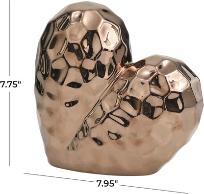 Deco 79 Ceramic Heart Decorative Sculpture Dimensional Angled Origami Inspired Home Decor Statue