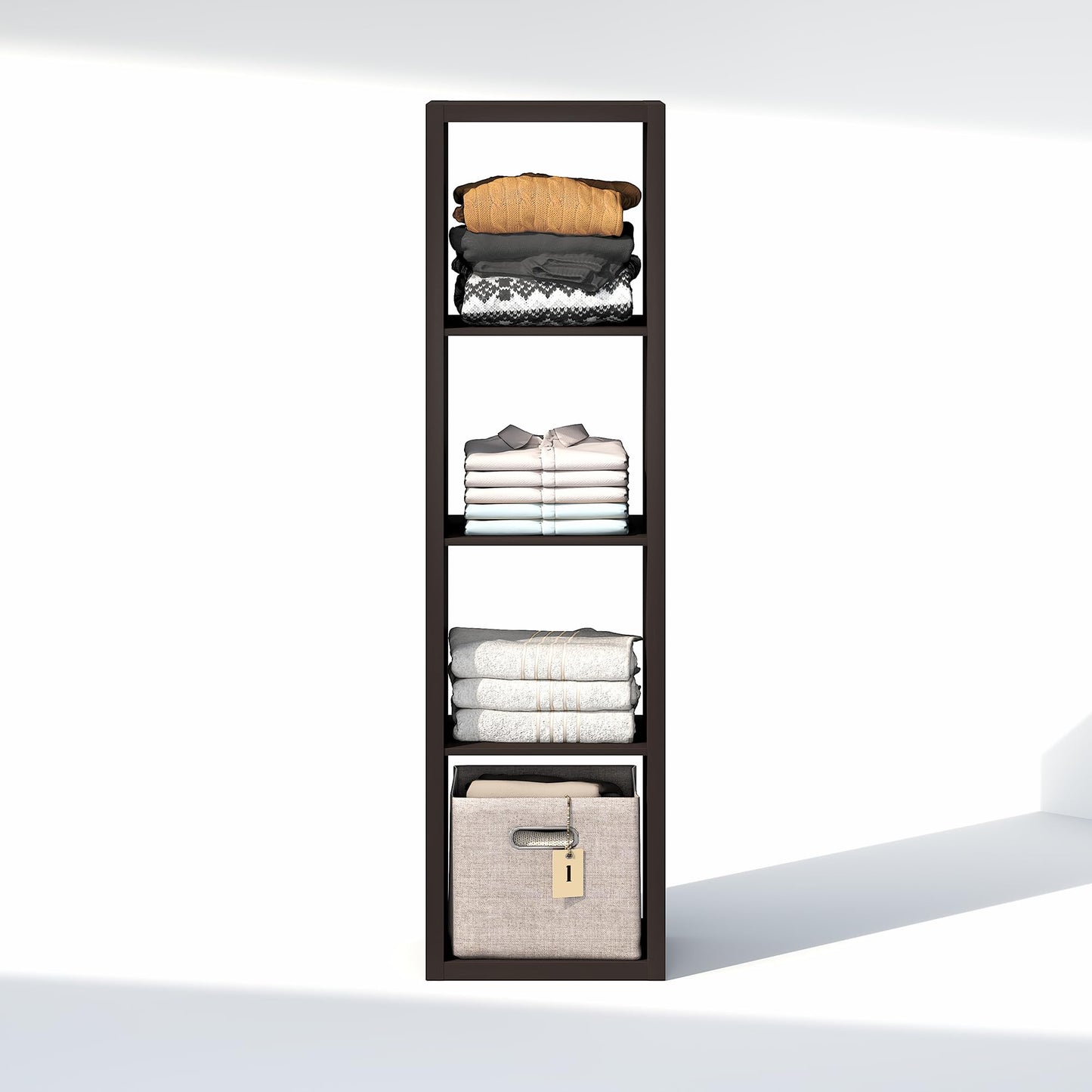Furinno Cubic Extra Thick 4-Cube Closet Organizers and Storage, Dark Oak