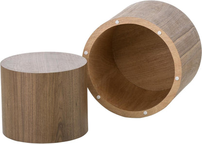 Nesting Coffee Table Set of 2, Modern Round Coffee Table with Non-Slip Feet, Walnut Wooden Circle