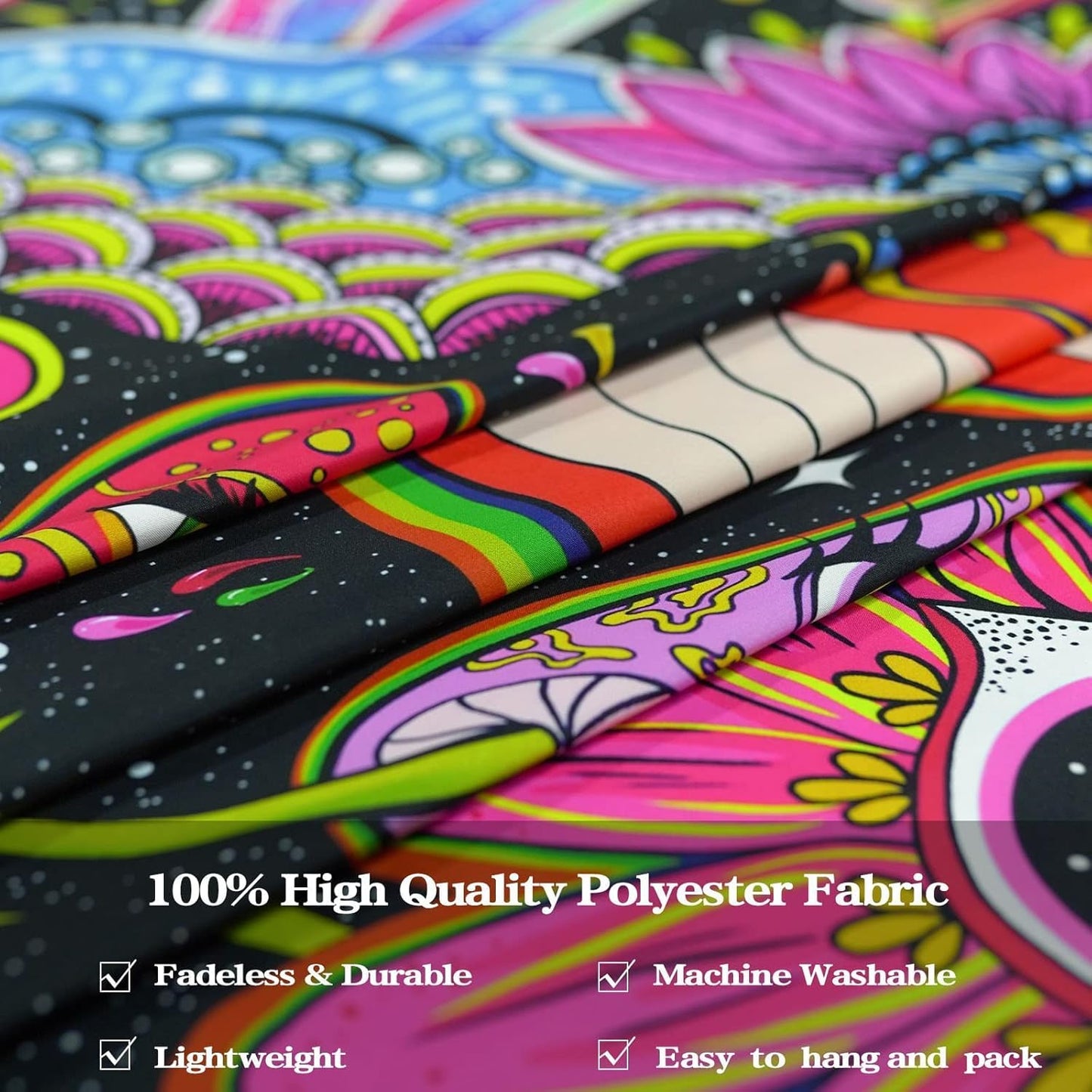 Lunerfex Mushroom Tapestry Pink Flowers Tapestry for Bedroom Aesthetic Tapestries Floral Tapestries
