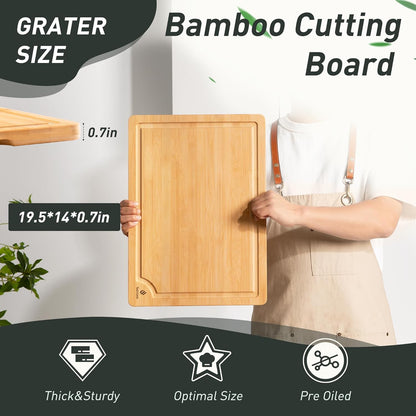 Extra Large Bamboo Board Charcuterie Non Slip Feet Over Sink Wooden Cutting Chopping Board Butcher