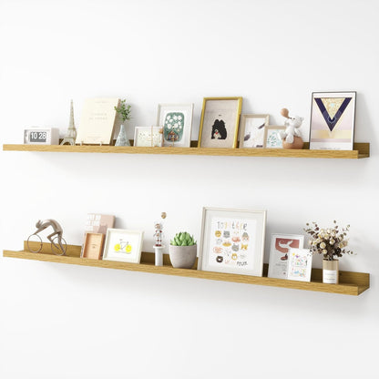 Picture Ledge Shelf, Wood Long Floating Shelves for Wall, Set of 2, 56 inch Picture Ledge Shelves