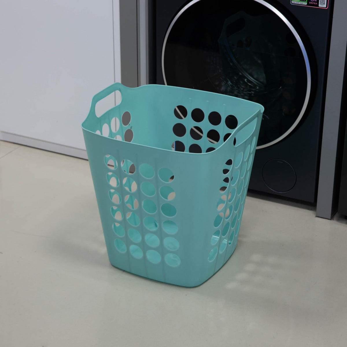 Flexible Plastic Laundry Basket - Square Storage Hamper with Side Handles for Easy Carrying