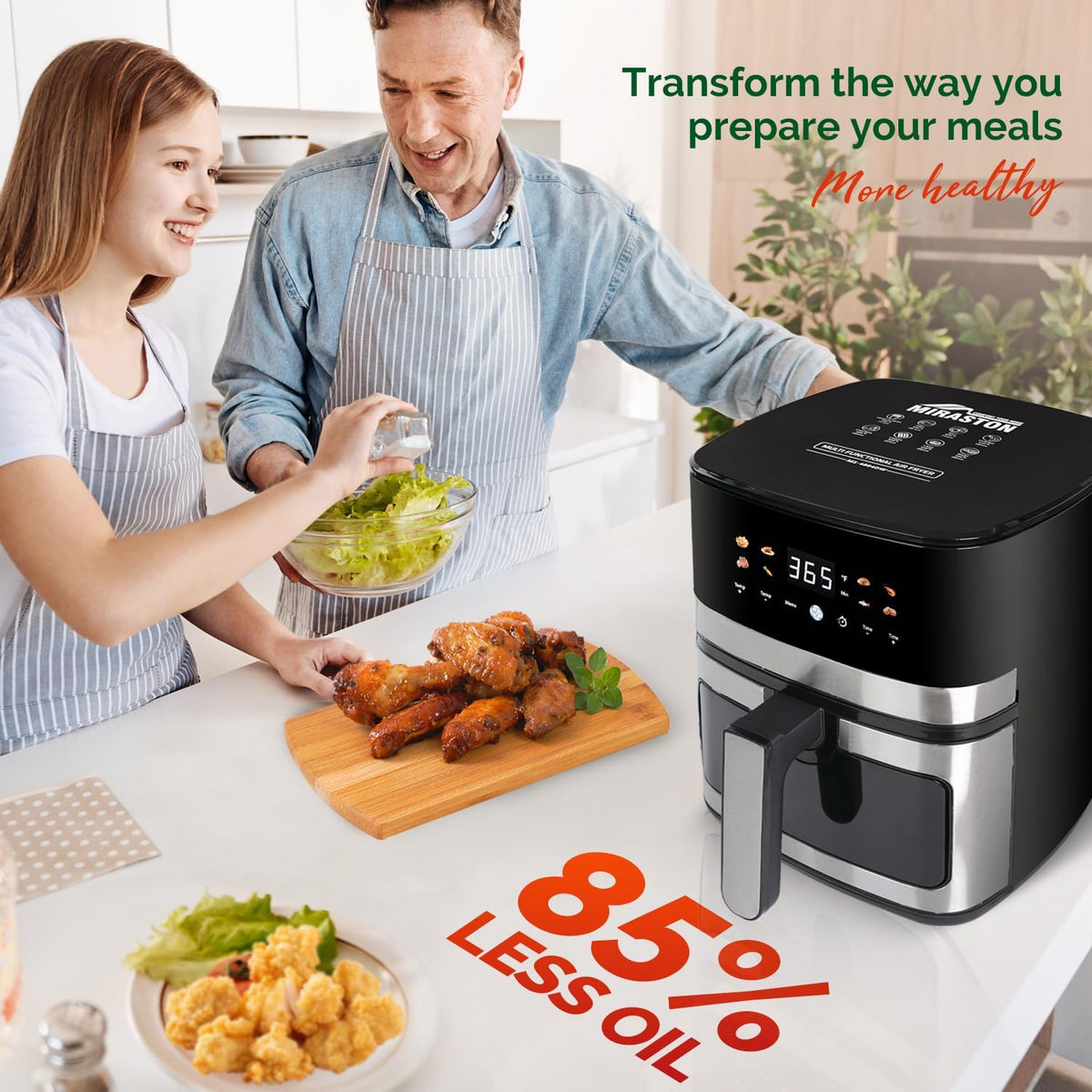 5.8QT Digital Air Fryer with Viewable Window, Adjust Temp & Timer, Air Frying, Reheat, Easy for