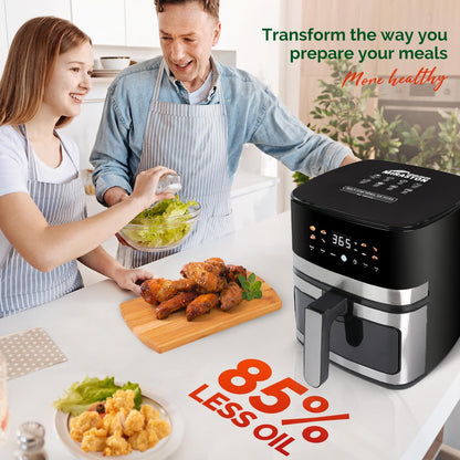 5.8QT Digital Air Fryer with Viewable Window, Adjust Temp & Timer, Air Frying, Reheat, Easy for