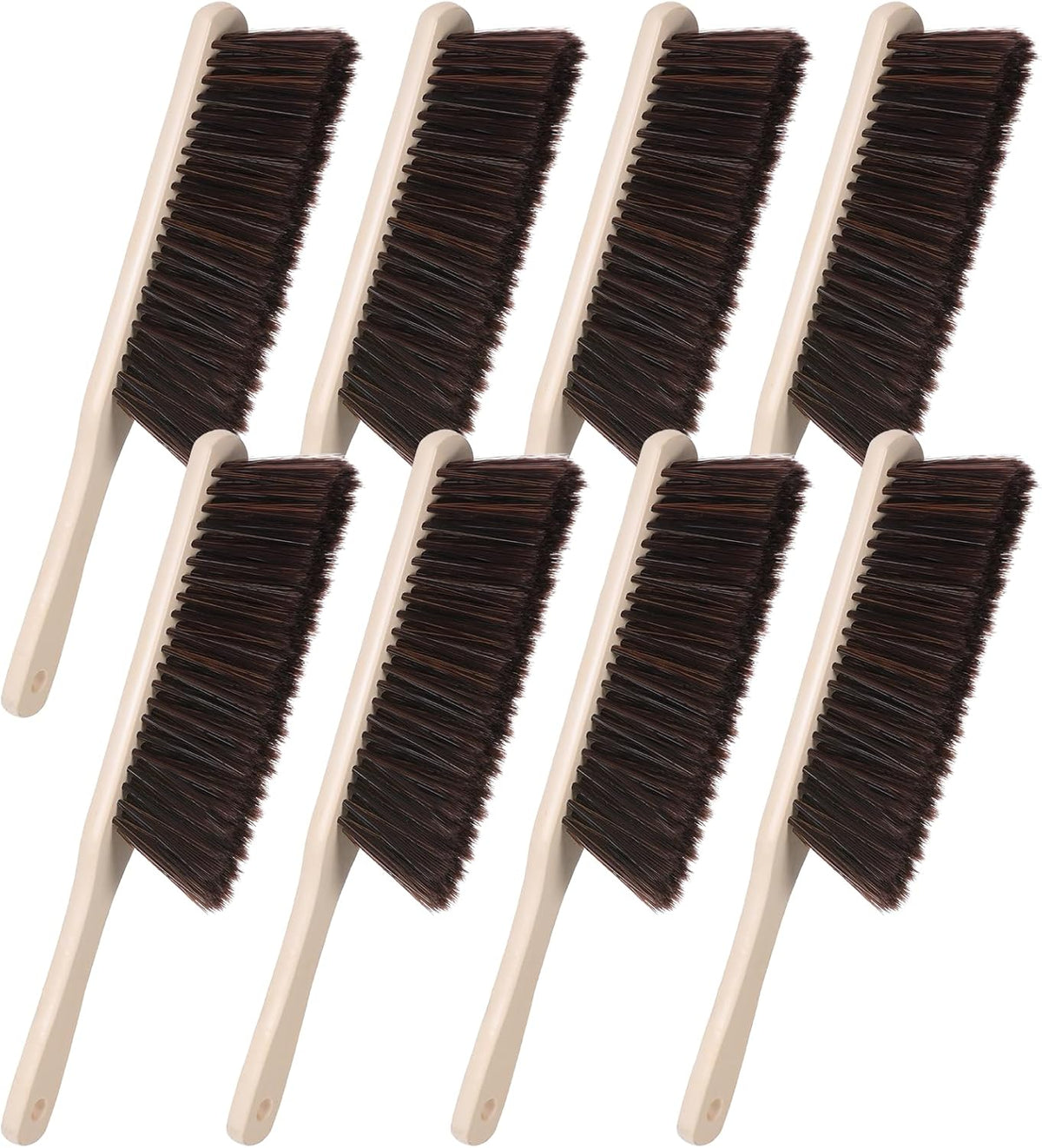 8 Pieces Woooden Dust Brush Hand Broom Bulk Bench Brush with Long Wood Handle Soft Bristle Whisk