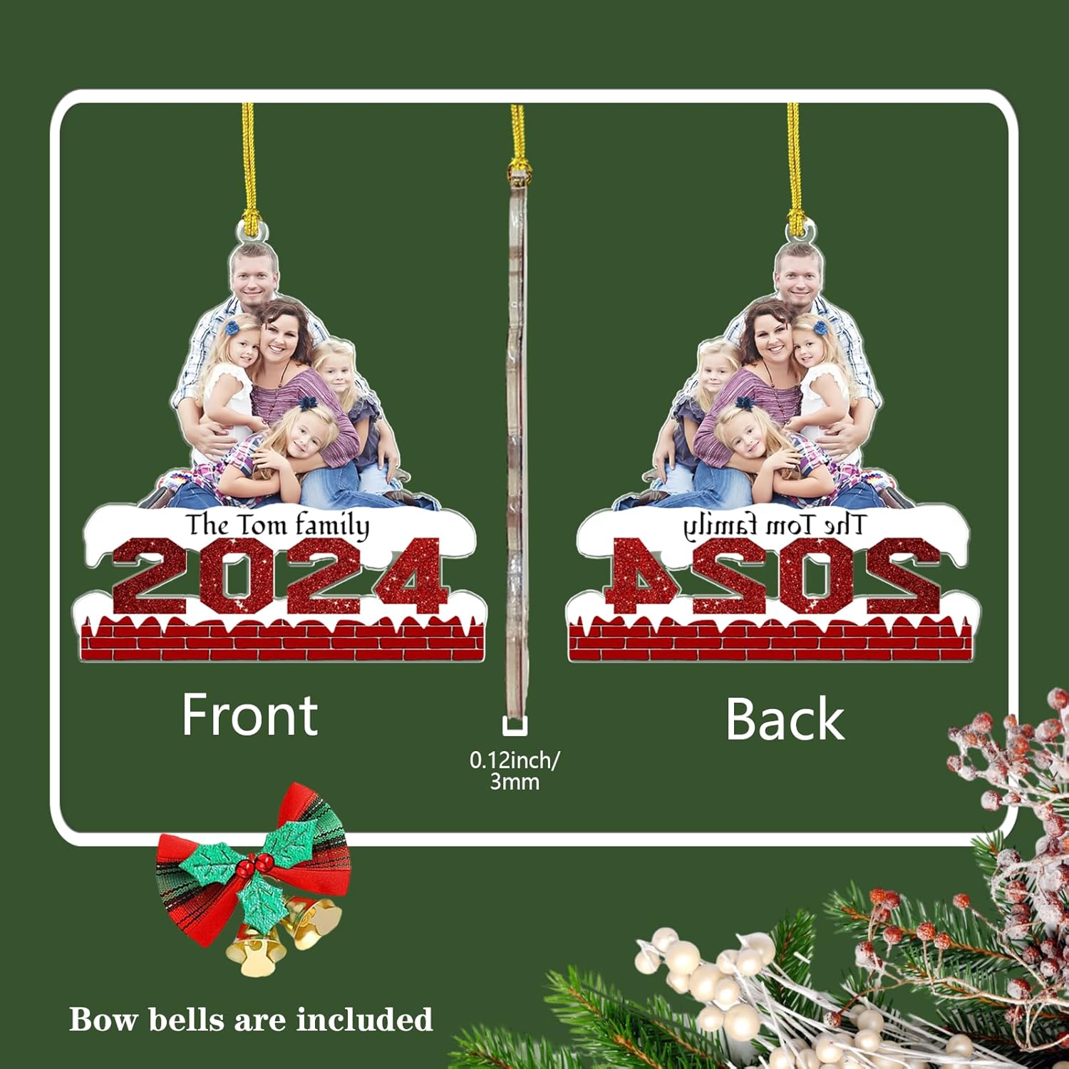 Personalized Christmas Ornament 2025, Photo Acrylic Customized Family Baby's Frist Christmas
