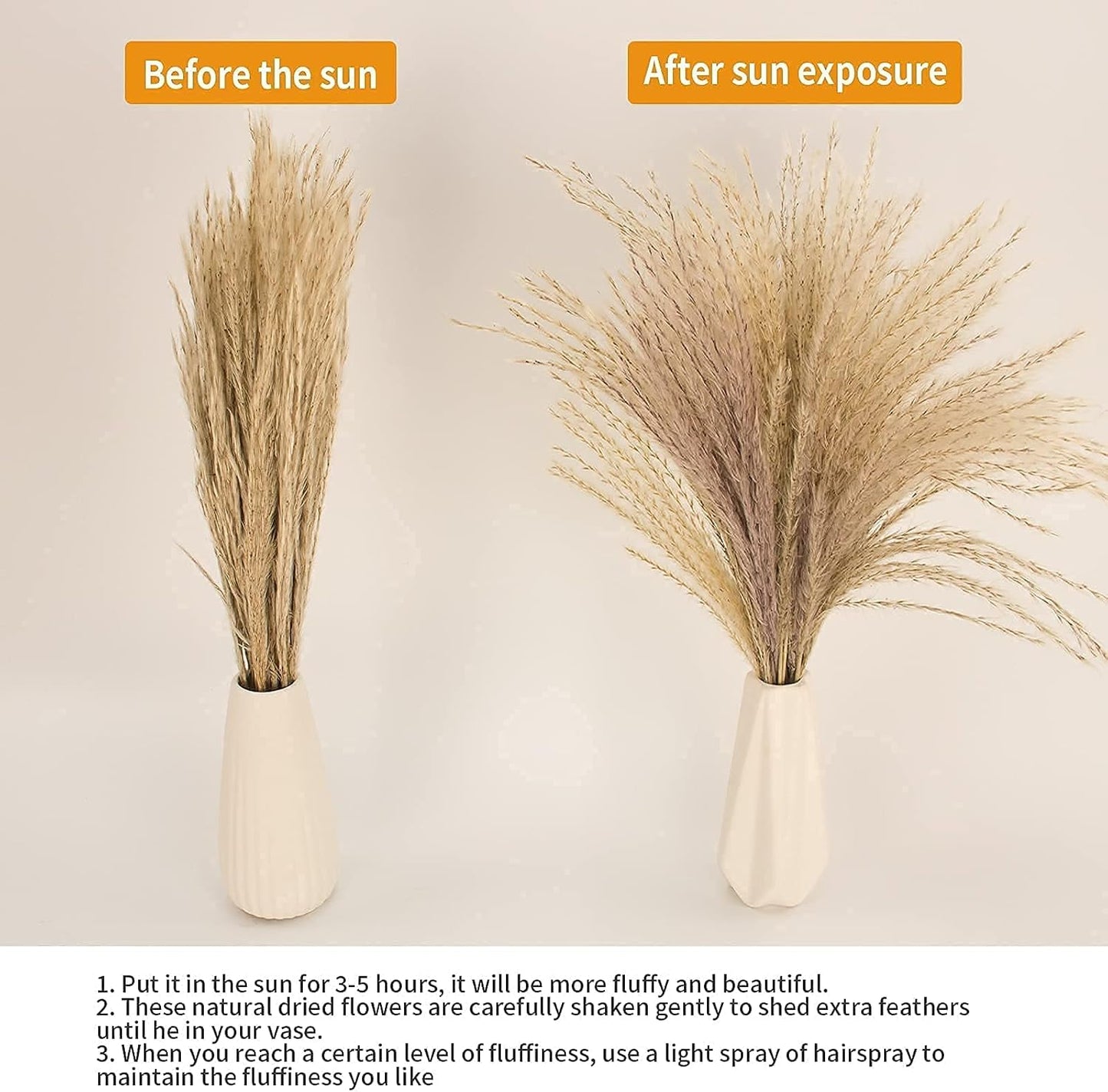 65PCS Pampas Grass Decor, Including pompas Floral, Reed Dried Grass and Bunny Tails Dried Flowers