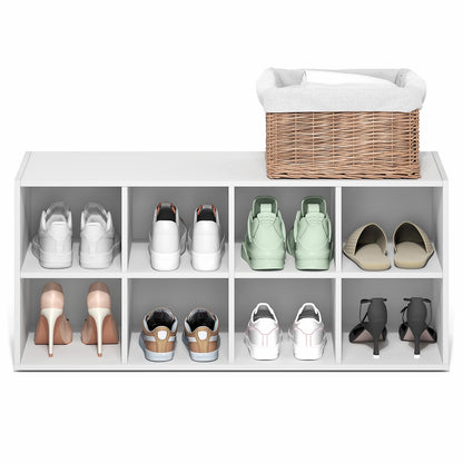 Furinno FANO 8-Cube Shoe Rack, Stackable Shoe Organizer, White