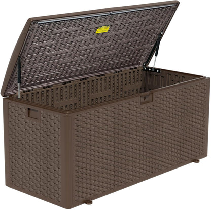 180 Pro Gallon Waterproof Outdoor Storage Bin Resin Deck Box for Patio, Poolside, and Garden