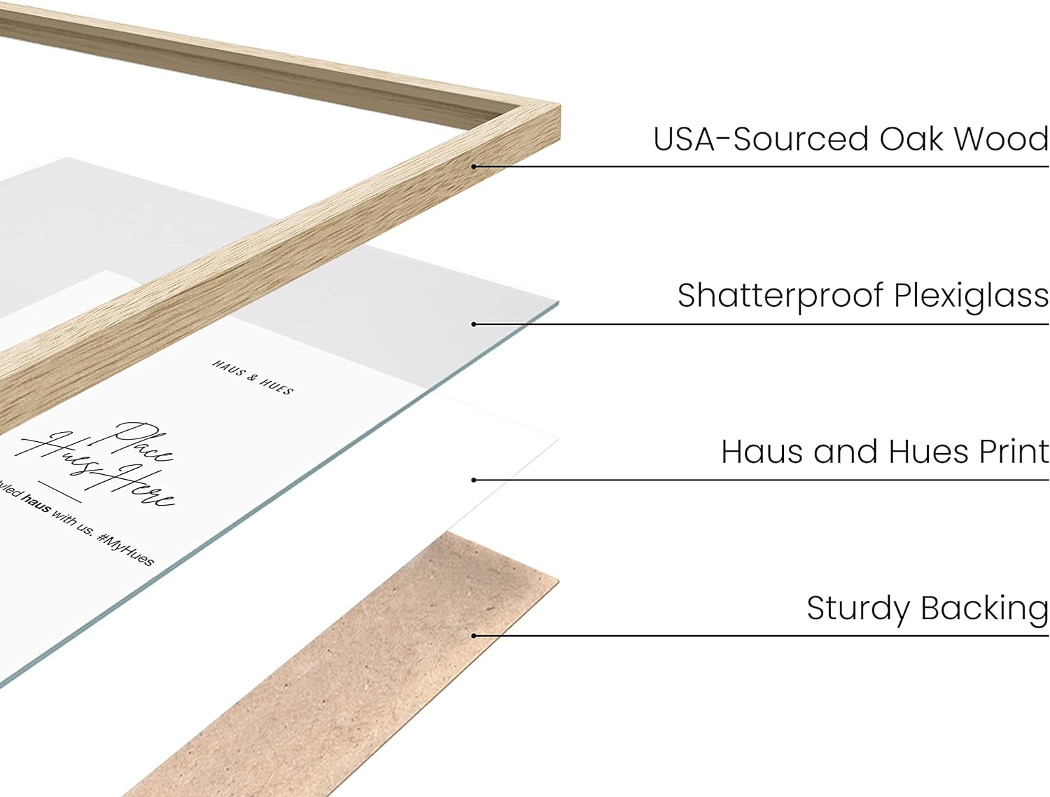 Haus and Hues 18x24 Natural Oak Wood Picture Frames Set of 15 - Premium Bulk Picture Frames 12x16