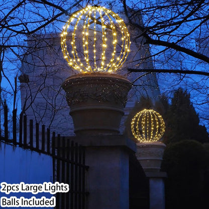 Outdoor Hanging Lighted Sphere, Christmas Decoration Light Balls, 2 in 1 Warm White and Multicolor
