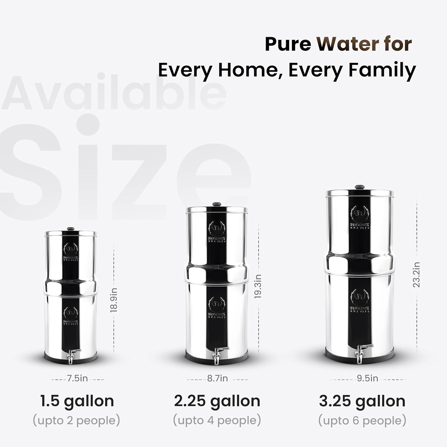 Gravity Water Filter System 2.25 Gallons NSF Certified - AISI 304 Stainless Steel Countertop Water