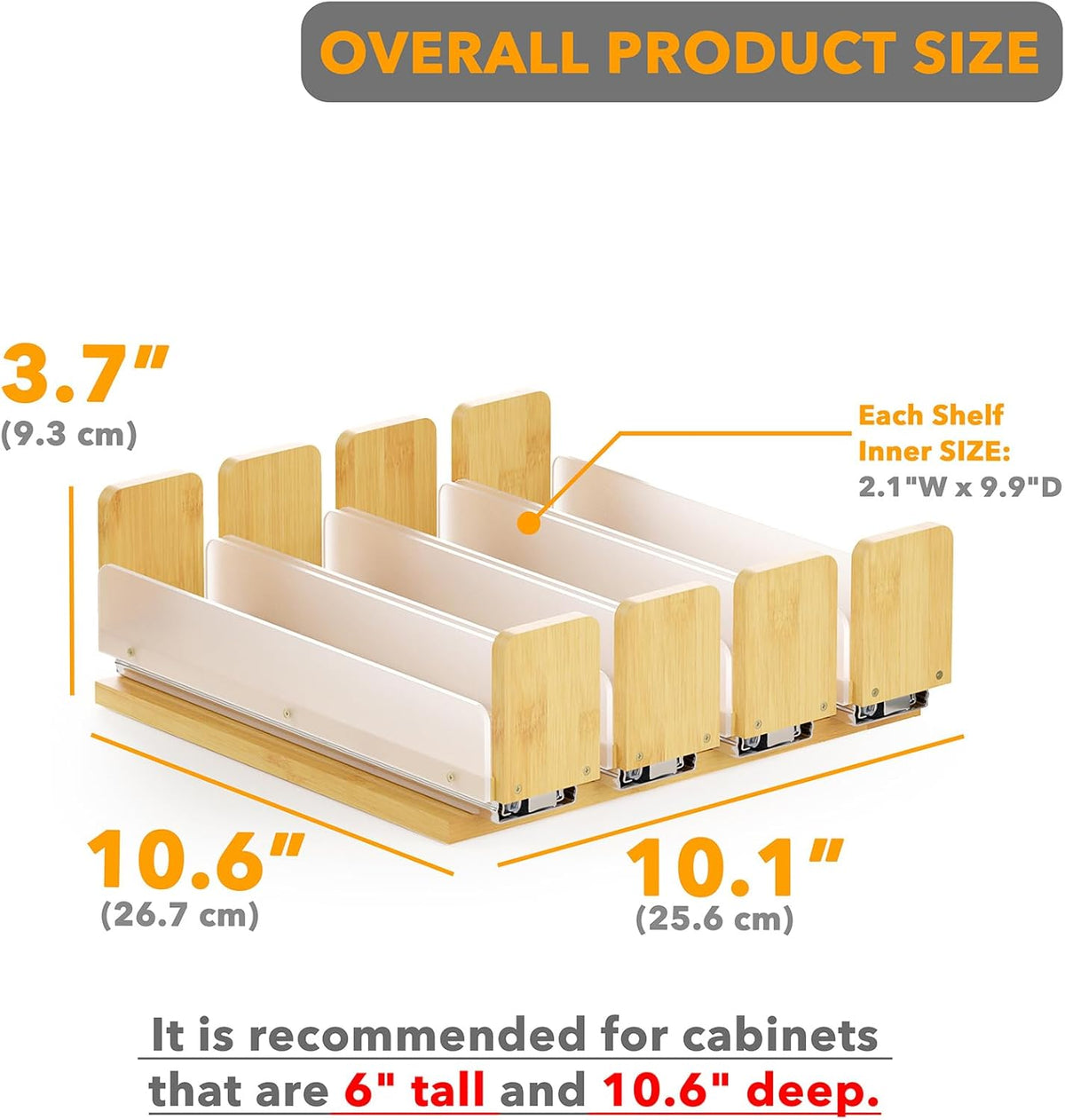 SpaceAid Bamboo Pull Out Spice Rack Organizer for Cabinet, Heavy Duty Slide Out Seasoning Kitchen