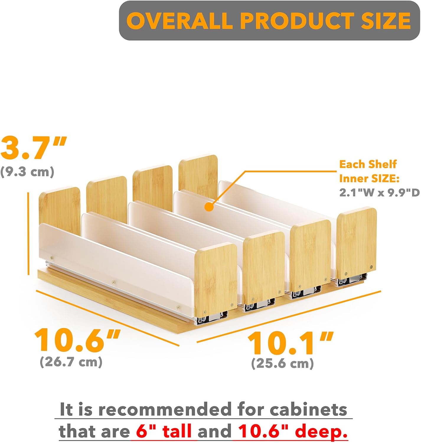 SpaceAid Bamboo Pull Out Spice Rack Organizer for Cabinet, Heavy Duty Slide Out Seasoning Kitchen