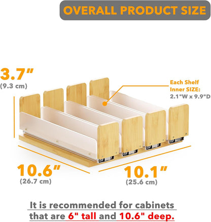 SpaceAid Bamboo Pull Out Spice Rack Organizer for Cabinet, Heavy Duty Slide Out Seasoning Kitchen