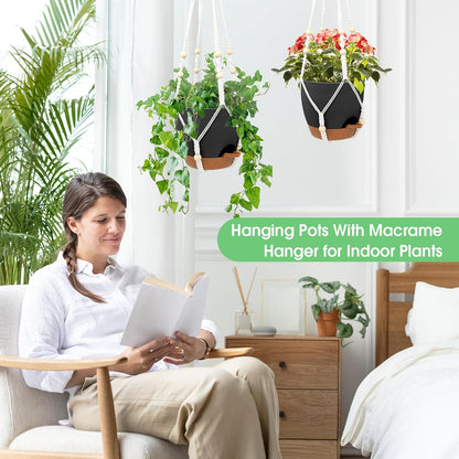 Hanging Planters for Indoor Outdoor Plants, 2 Pack Self Watering Hanging Pots, Hanging Plant