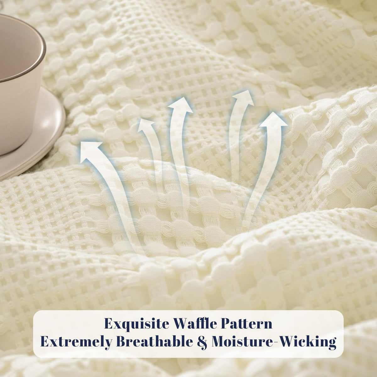 PHF Cooling Waffle Blanket California King Size, Lightweight 60% Rayon Derived from Bamboo & 40%
