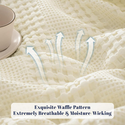 PHF Cooling Waffle Blanket Queen Size, Lightweight 60% Rayon Derived from Bamboo & 40% Cotton