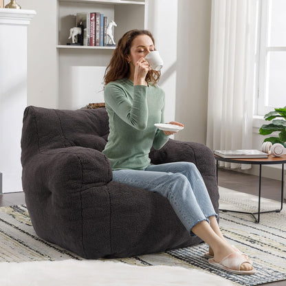Recaceik Bean Bag Chairs, Tufted Soft Stuffed Bean Bag Chair with Filler, Fluffy Lazy Sofa