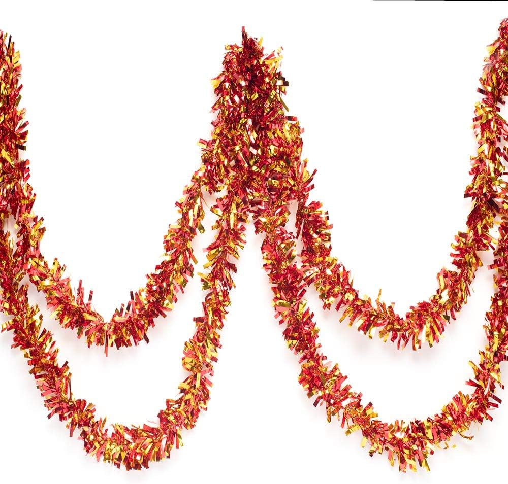 Anderson's Red & Gold Sparkle Glitter Metallic Tinsel Twist for Trailer Or Golf Cart, 4 inches Wide