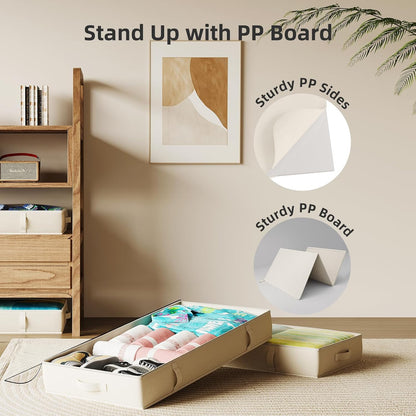 2-Pack Under Bed Storage, 6 Inches Tall Closet Organizers and Storage Bins with Sturdy