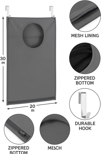 Hanging Laundry Hamper Bag – Space-Saving Dirty Clothes Storage with Free Adjustable Stainless