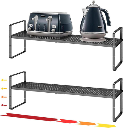 Hole Pattern Expandable Shelf Organizer,2Pack 8.1" Wide Easy to Assemble Cabinet Organizer Shelf
