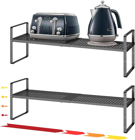 Hole Pattern Expandable Shelf Organizer,2Pack 8.1" Wide Easy to Assemble Cabinet Organizer Shelf