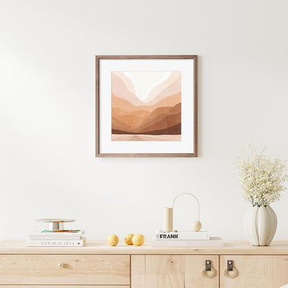 16x16 Picture Frame Natural Solid Walnut Photo Frames with 12x12 Removable Mat Wall Hanging Large