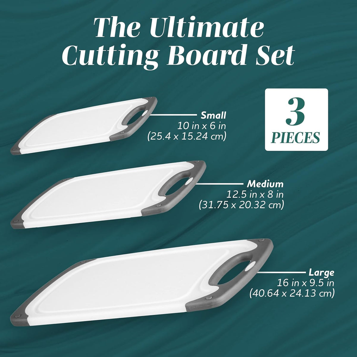 Cutting Boards for Kitchen - BPA-Free Chopping Board - Different Sizes & Non Slip Handles