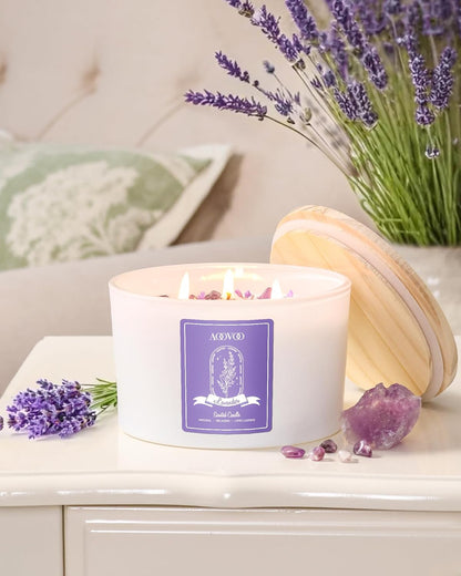 AOOVOO Lavender Scented Candles for Women - 20oz 3 Wick Soy Candles for Home Scented, Aromatherapy