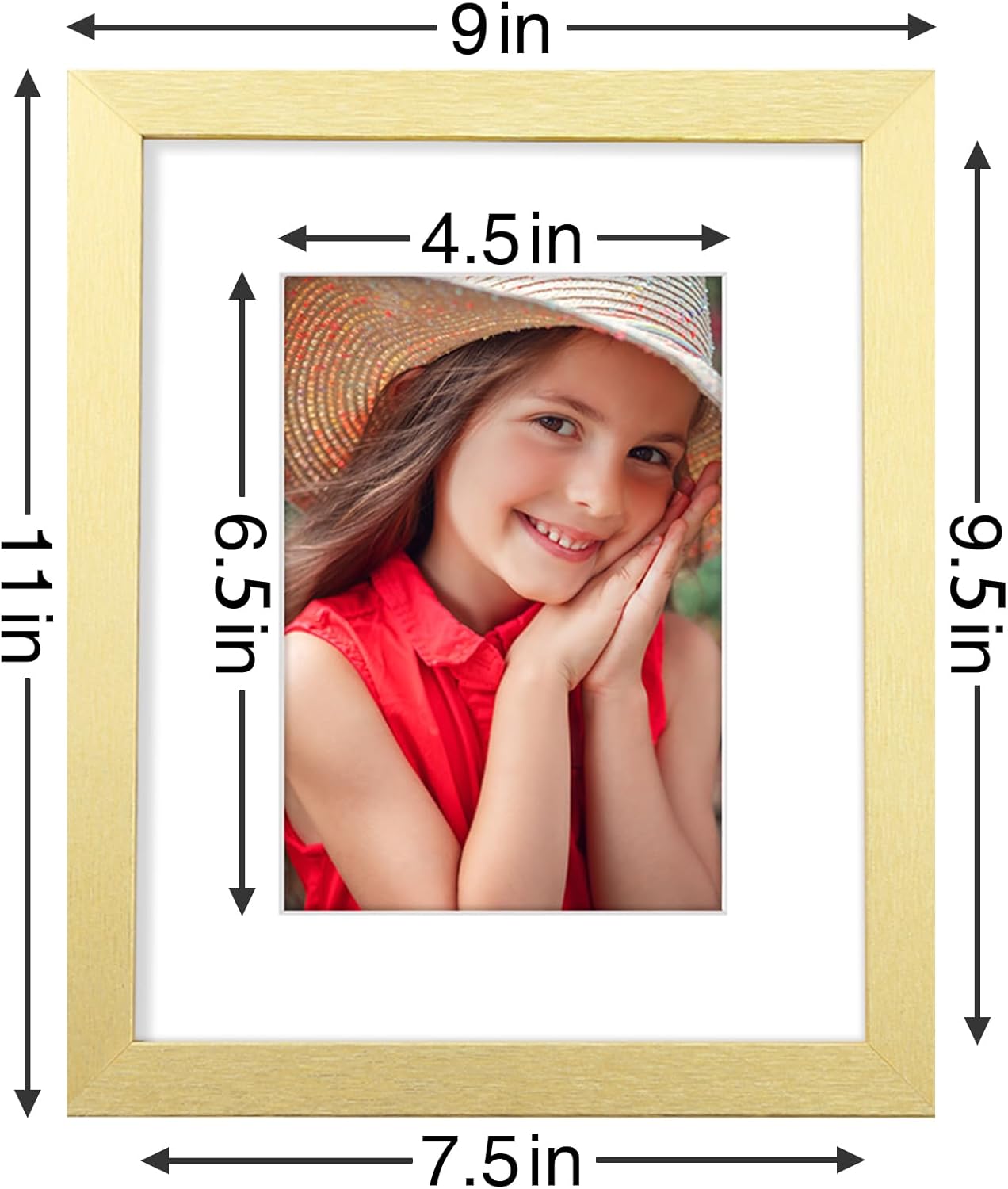 Vittanly 8x10 Picture Frames Set of 9, Shatter Resistant Plexiglass, Display 5x7 Pictures with Mat