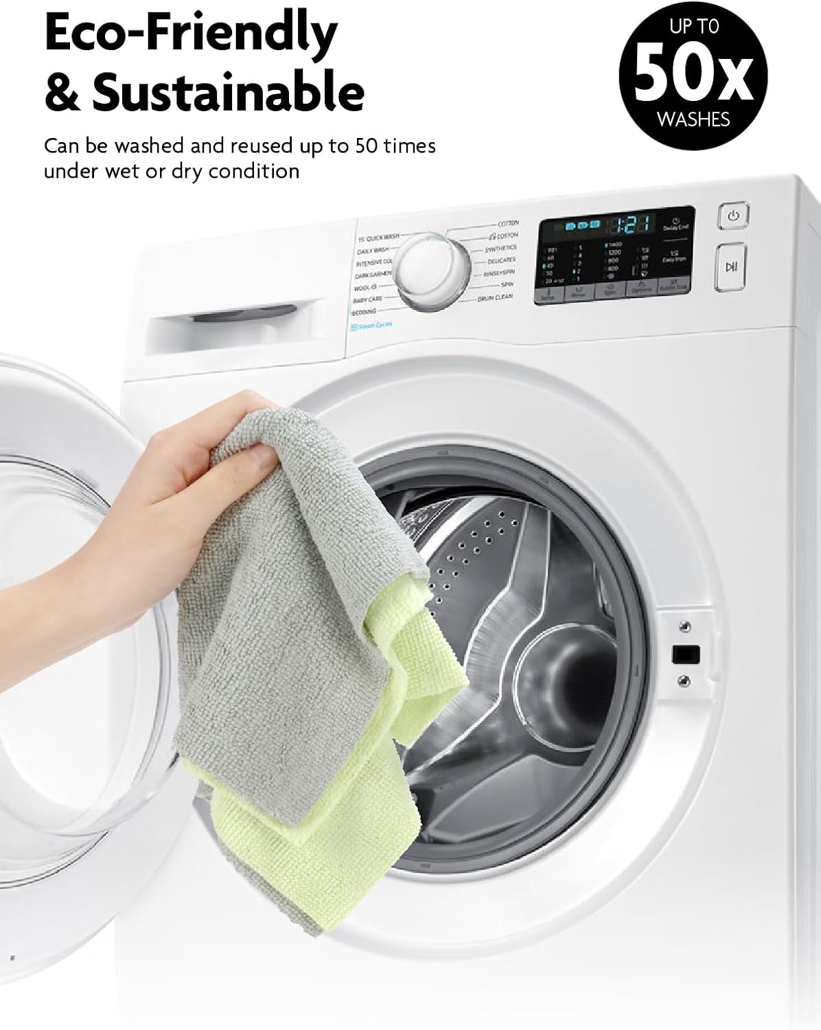 Fantasticlean Microfiber Cleaning Cloth Roll -75 Pack, Tear Away Microfiber Towels, 12" x 12"