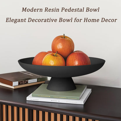 Modern Resin Pedestal Decorative Bowl, Large Fruit Bowl for Kitchen Counter, Stylish Key Bowl for