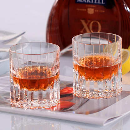 KAMMAK Crystal Whiskey Glasses Set of 2, 7.27oz Old Fashioned Glasses Stemless, Hand Blown White