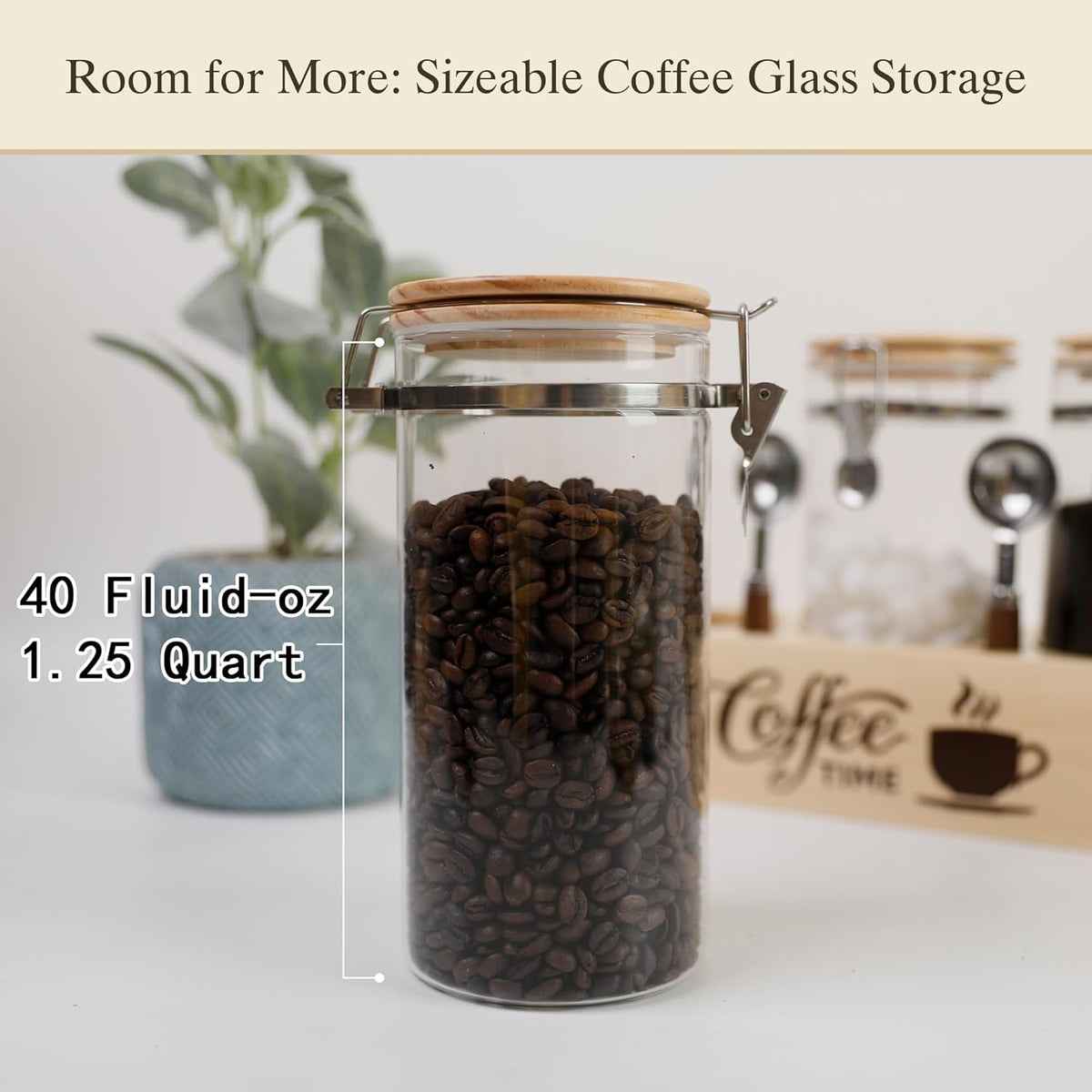 Glass Coffee Canister Coffee Containers for Ground Coffee Coffee Bean Storage Airtight Seal with